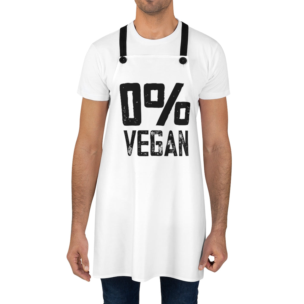Apron- 0% Vegan (White Apron with Black Graphic)