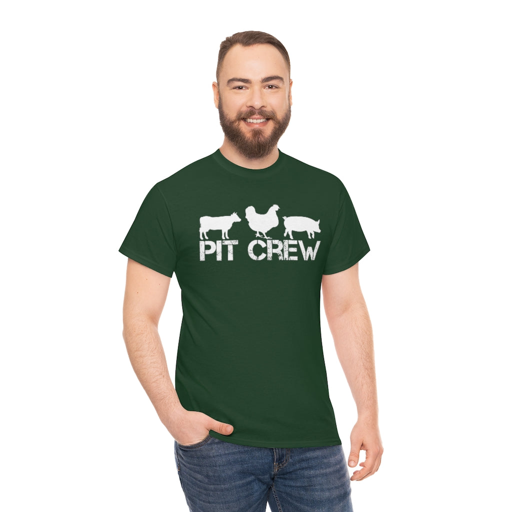 Pit Crew- White Graphic Unisex Heavy Cotton Tee (Multiple Colors)