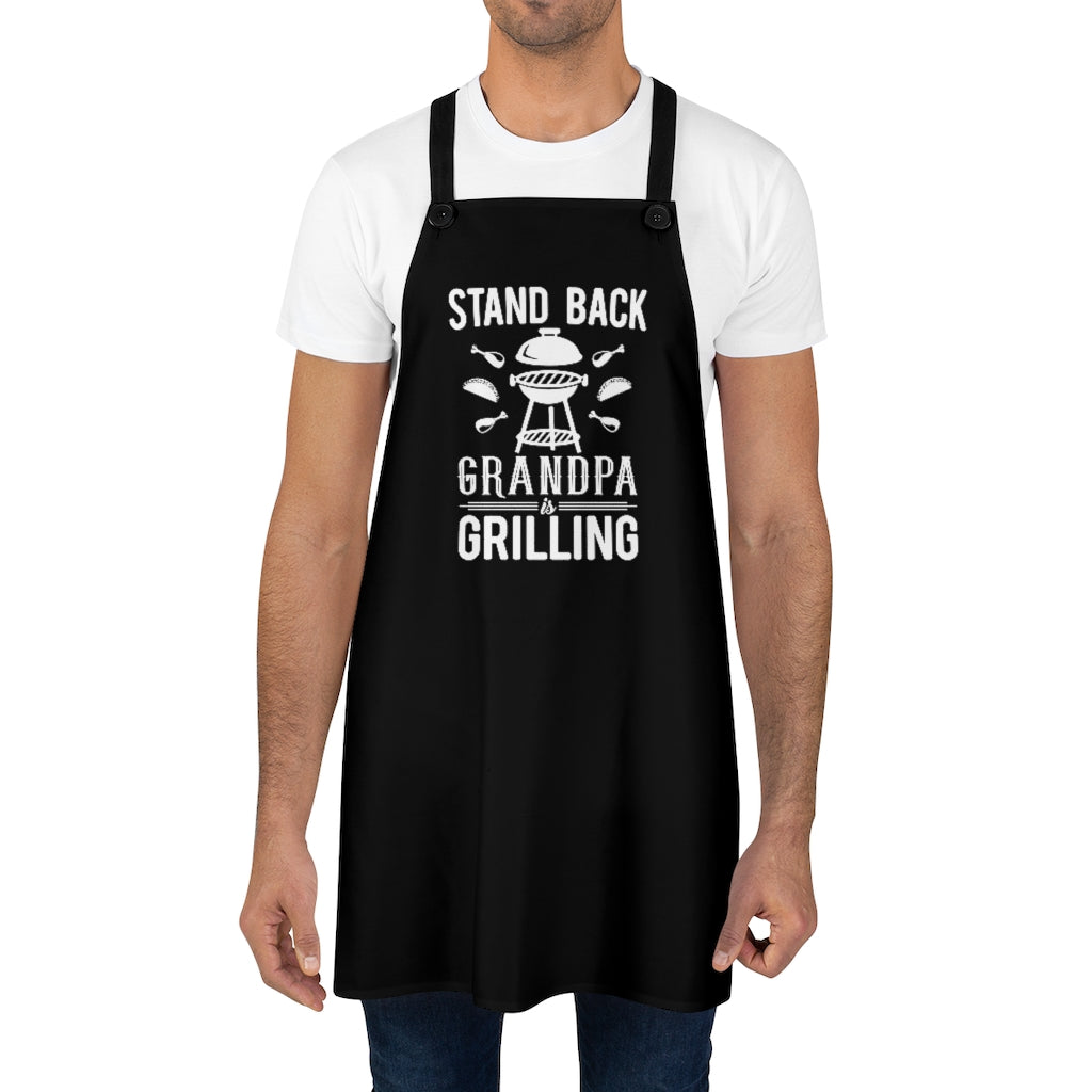 Apron- Grandpa Grilling (Black Apron with White Center Graphic)