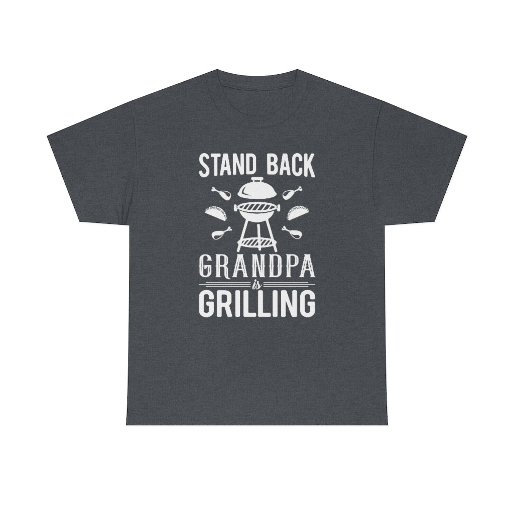 Grandpa Grilling (White Graphic) Unisex Heavy Cotton Tee (Multiple Colors)