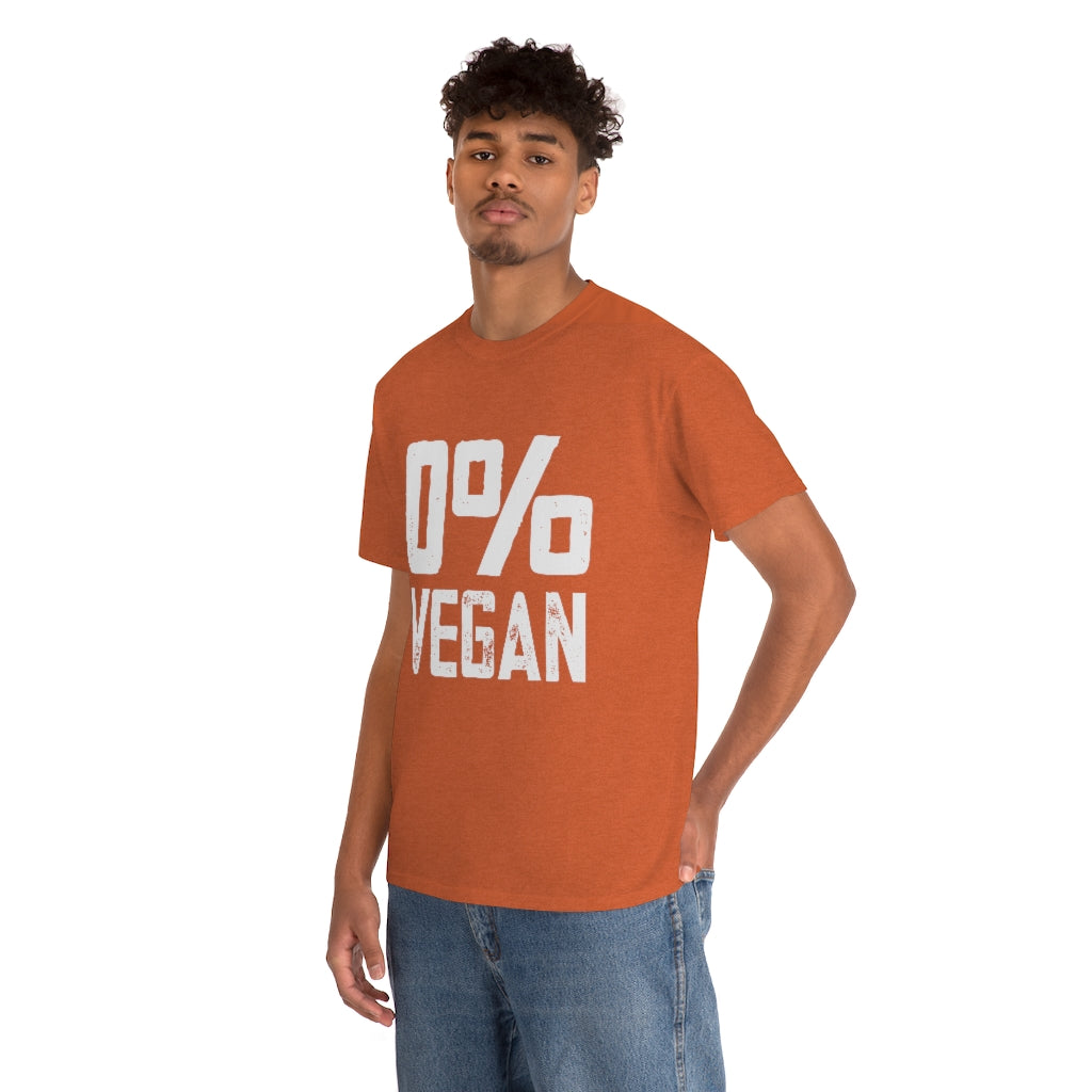 0% Vegan Unisex Heavy Cotton Tee- White Graphic (Multiple Colors)