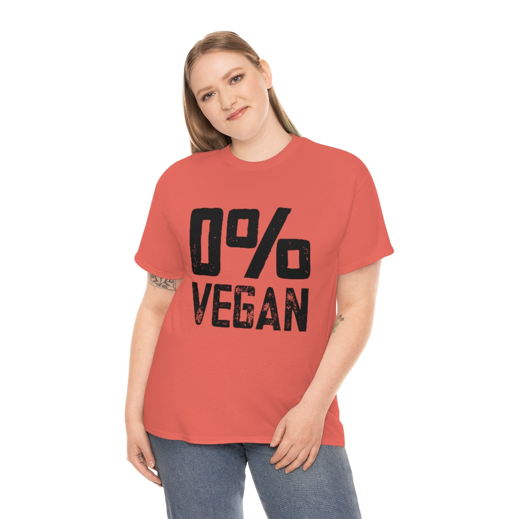 0% Vegan (Black Graphic) Unisex Heavy Cotton Tee (Multiple Colors)