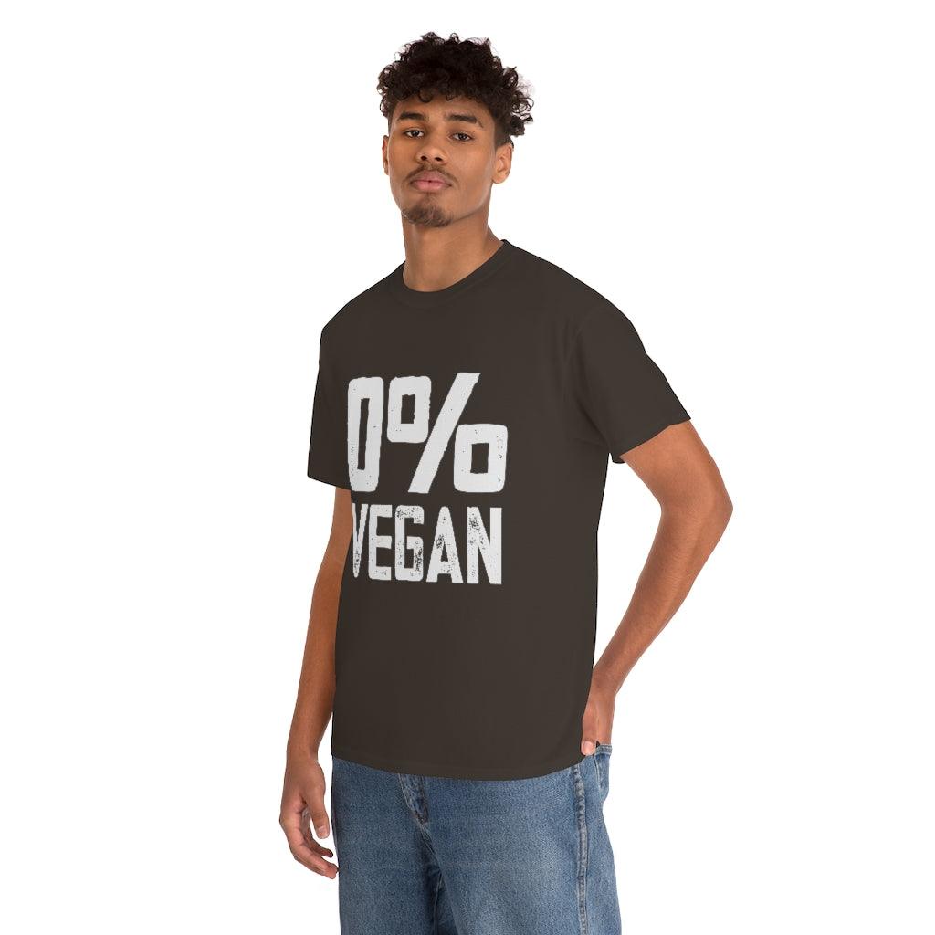 0% Vegan Unisex Heavy Cotton Tee- White Graphic (Multiple Colors)