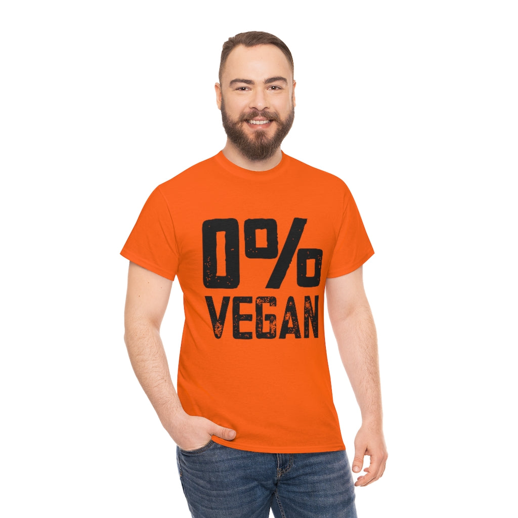 0% Vegan (Black Graphic) Unisex Heavy Cotton Tee (Multiple Colors)